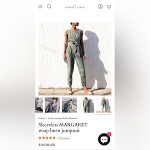 Notperfect Linen Margaret sleeveless wrap jumpsuit size M natural/grey stripes